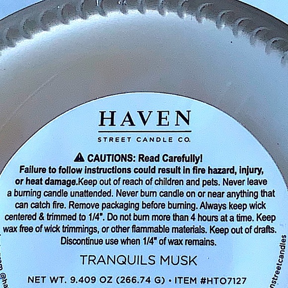 HAVEN STREET CANDLE TRANQUIL MUSK TROPICAL SCENTED WOOD WICK - Picture 4 of 4